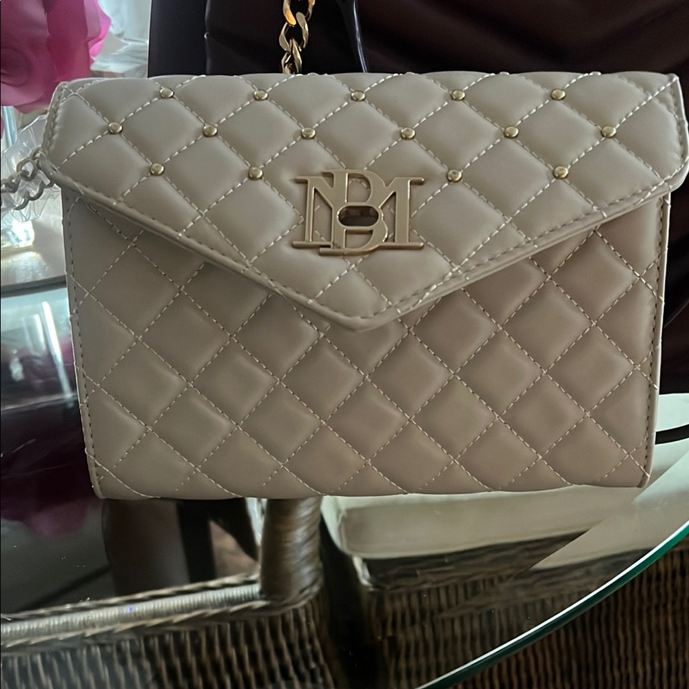 Cream Quilted Clutch with Gold Hardware
